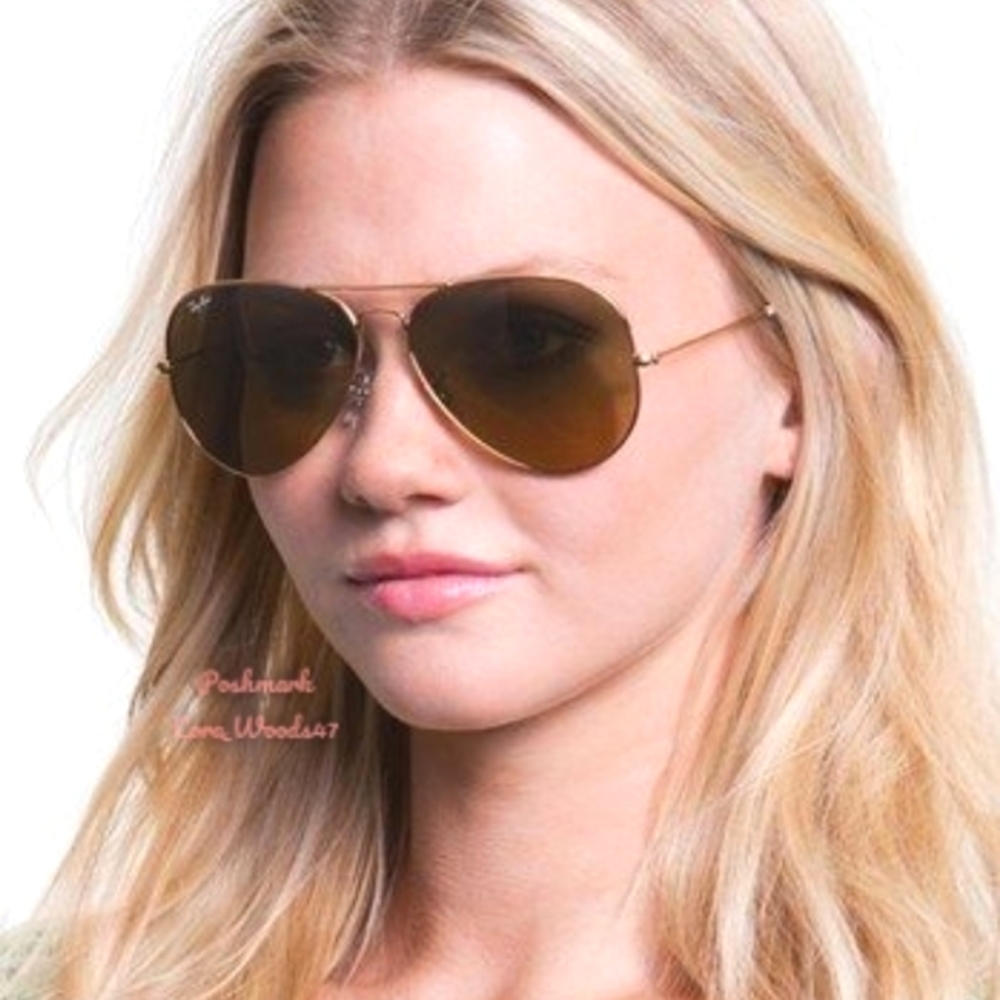RayBan Aviator Brown Lenses RB3025 Gold Frame 58 Unisex New